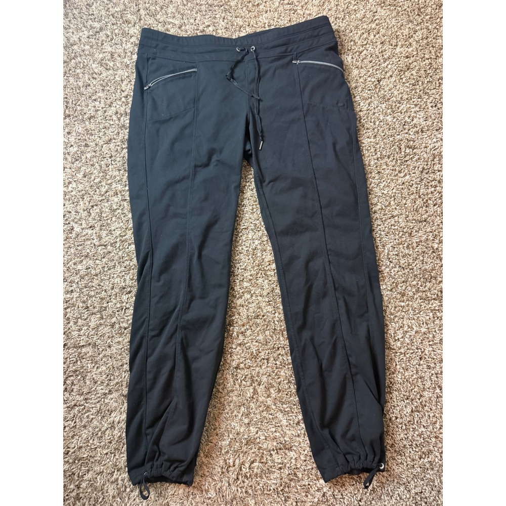 Athleta Trekkie Jogger Pants Black XL 138449 Drawstring Bungee Ankle Tapered Leg